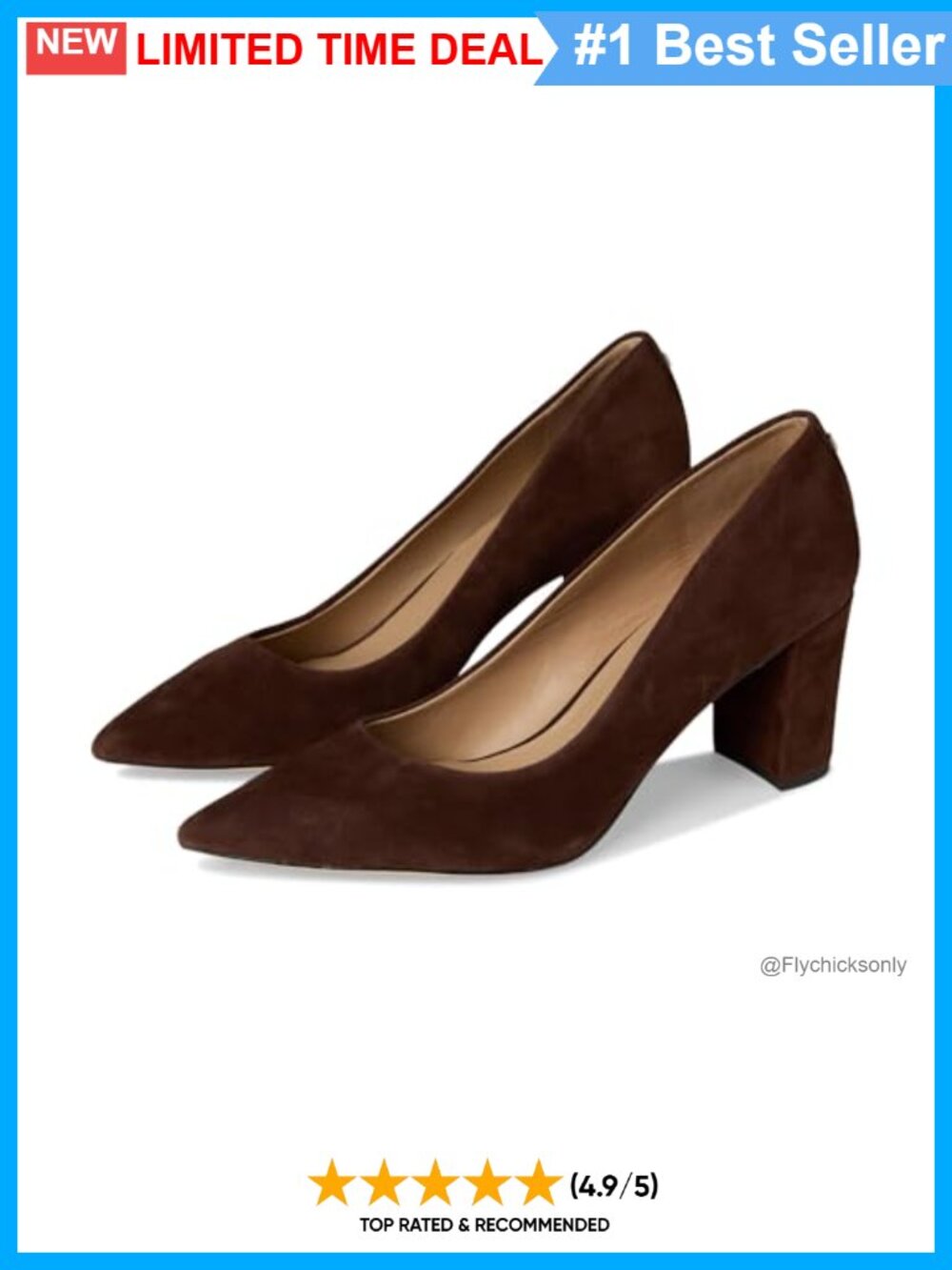 Suede Block-Heel Pointed-Toe Pump Leather Lined Comfort